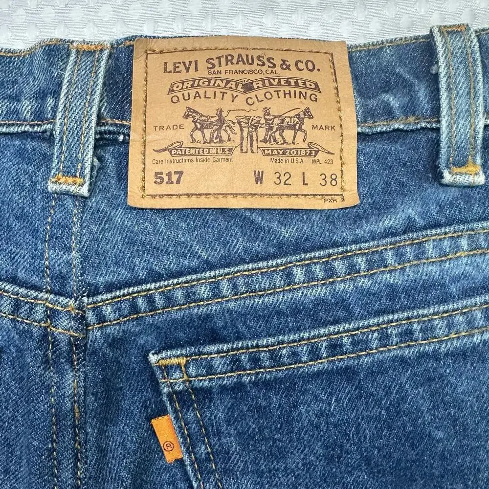 Vintage Levi's 517 Orange Tab Bootcut Denim Jeans Made in USA W32 L29